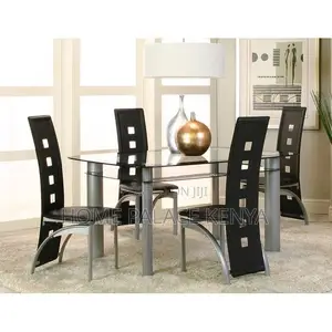 Dining Set; Premium Glass Top Dining Table and Chairs Set