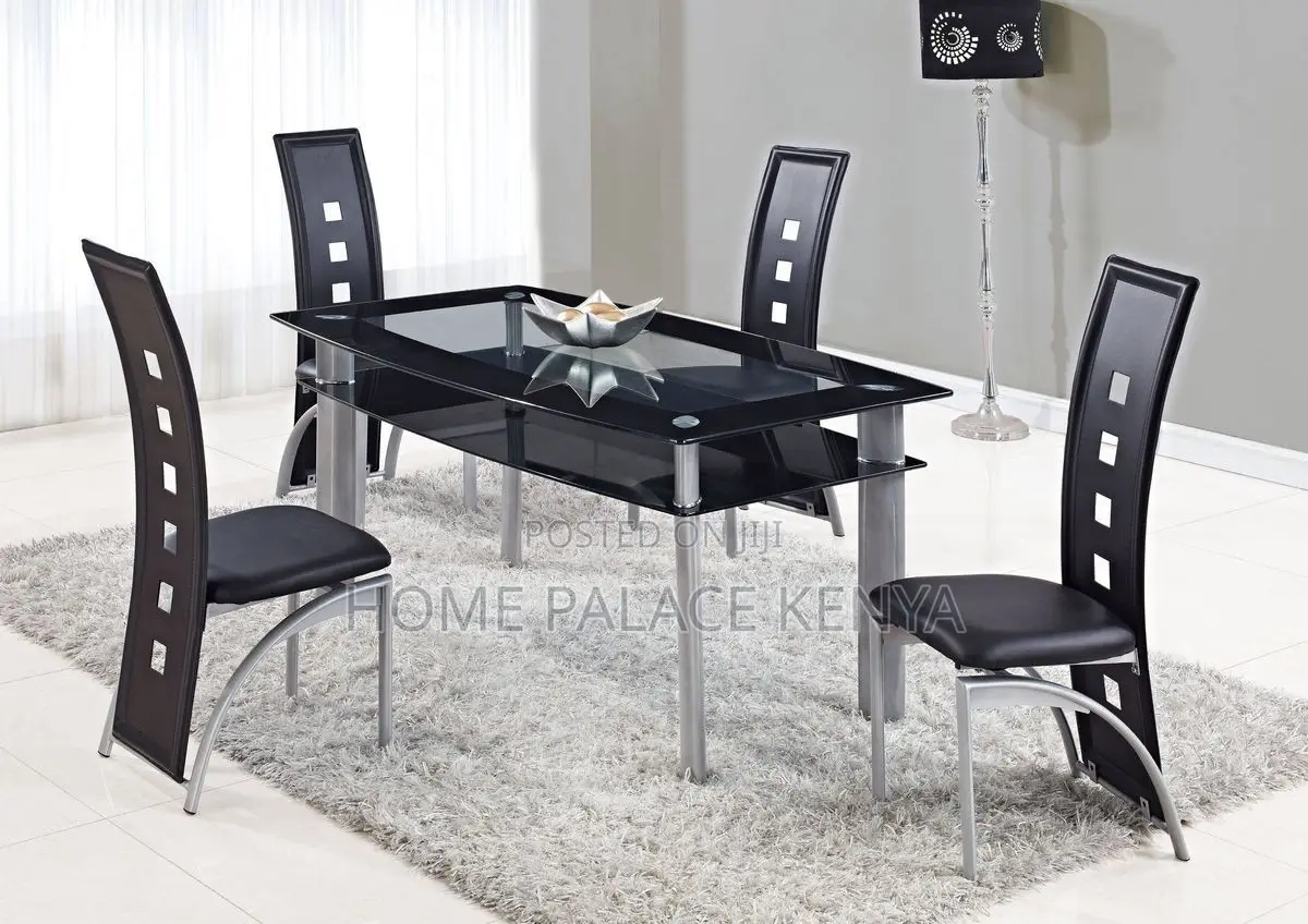 Dining Set; Premium Glass Top Dining Table and Chairs Set