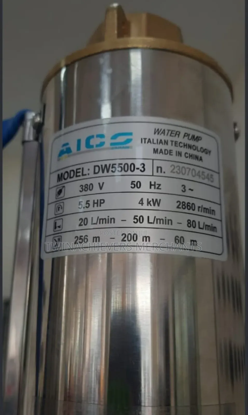 5.5HP Submersible Water Pump 256mtrs