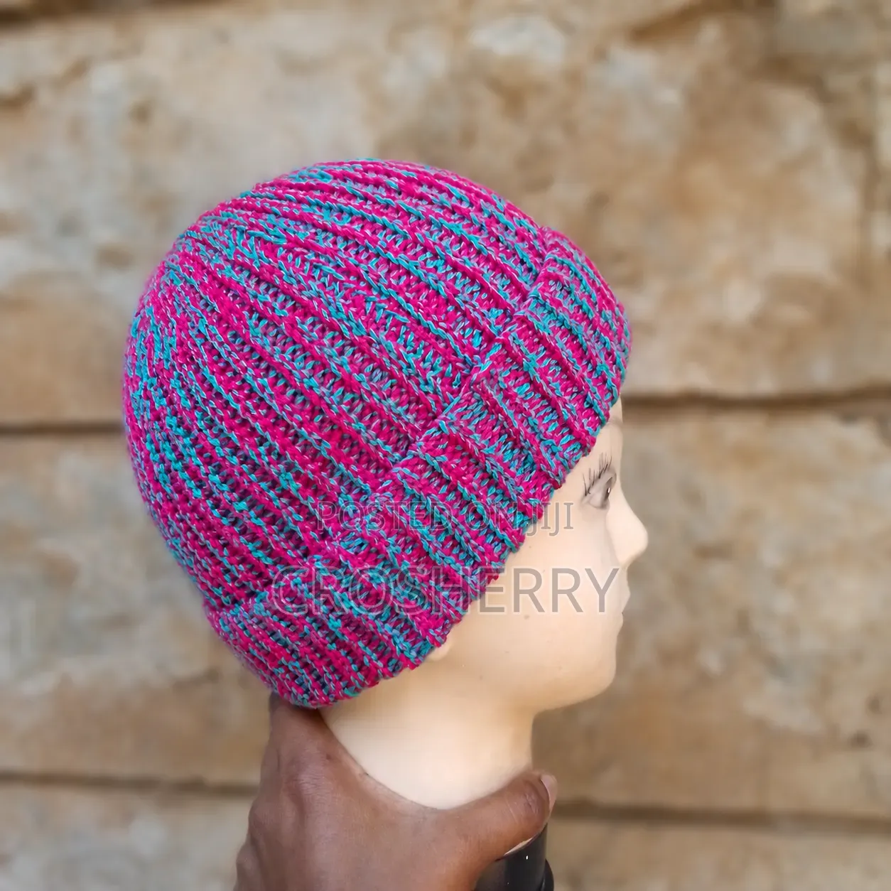Handmade Knit-Look Crochet Beanie