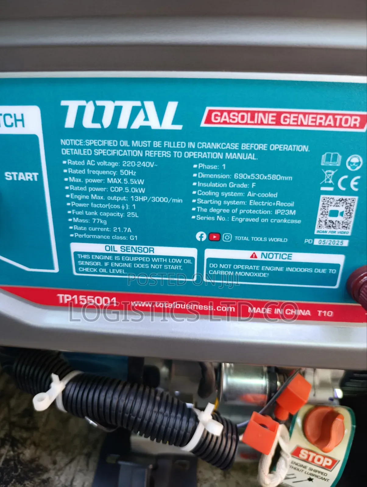 Total Gasoline Generator 5.5KW 4-Stroke Electric Start Heavy Duty Gen
