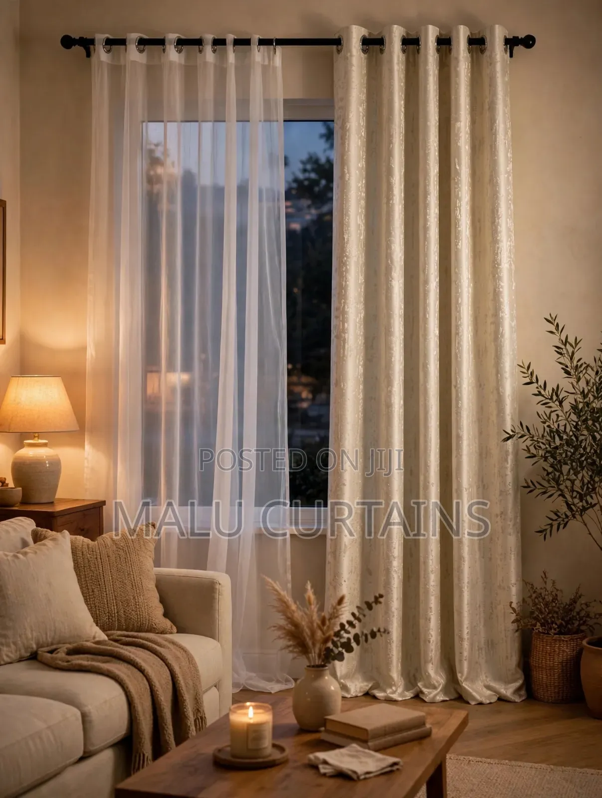 Cream Shimmer Curtain 1300/M All Included
