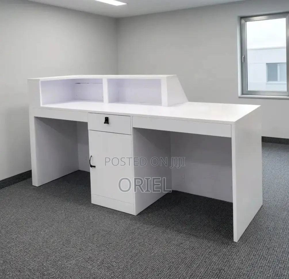 160CM White Office Reception Desk : Reception Counter Desk for Office