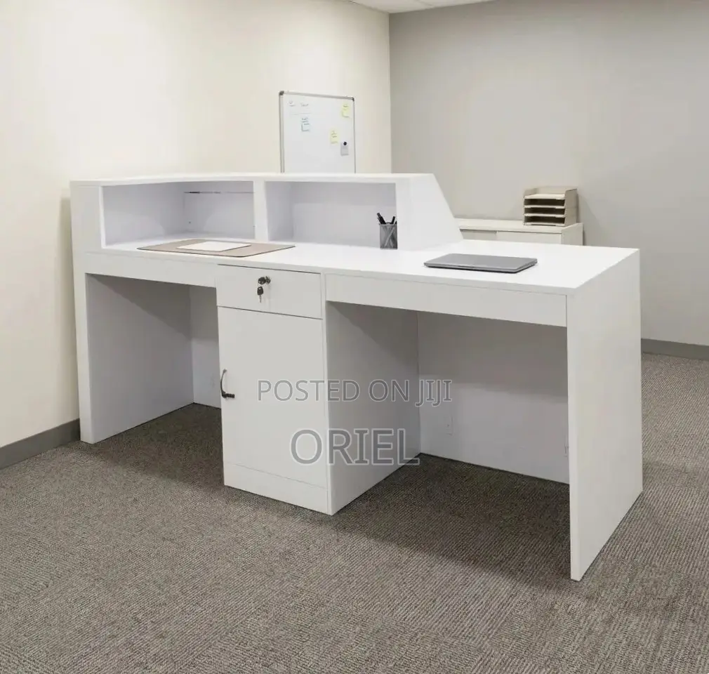 160CM White Office Reception Desk : Reception Counter Desk for Office
