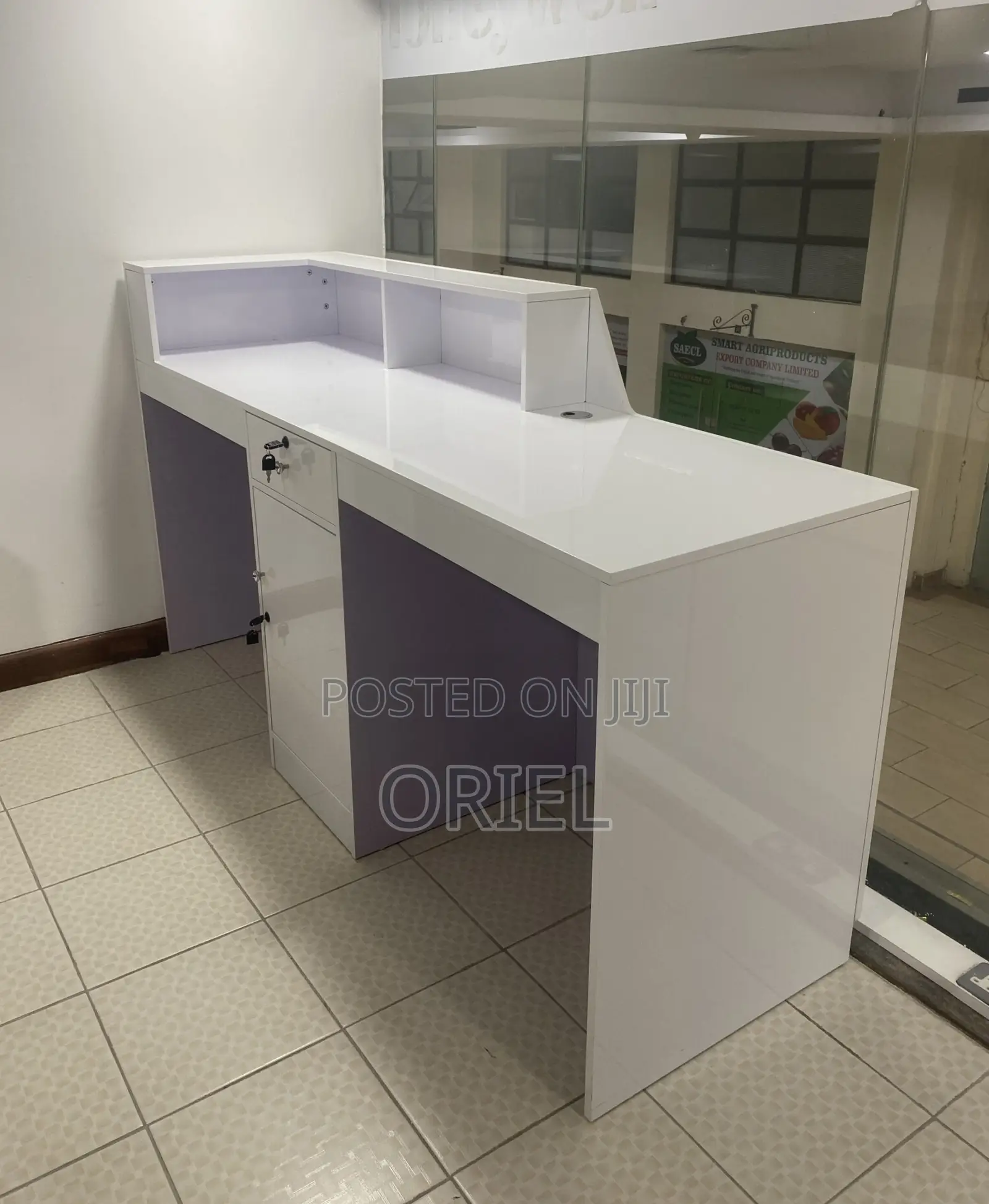 160CM White Office Reception Desk : Reception Counter Desk for Office