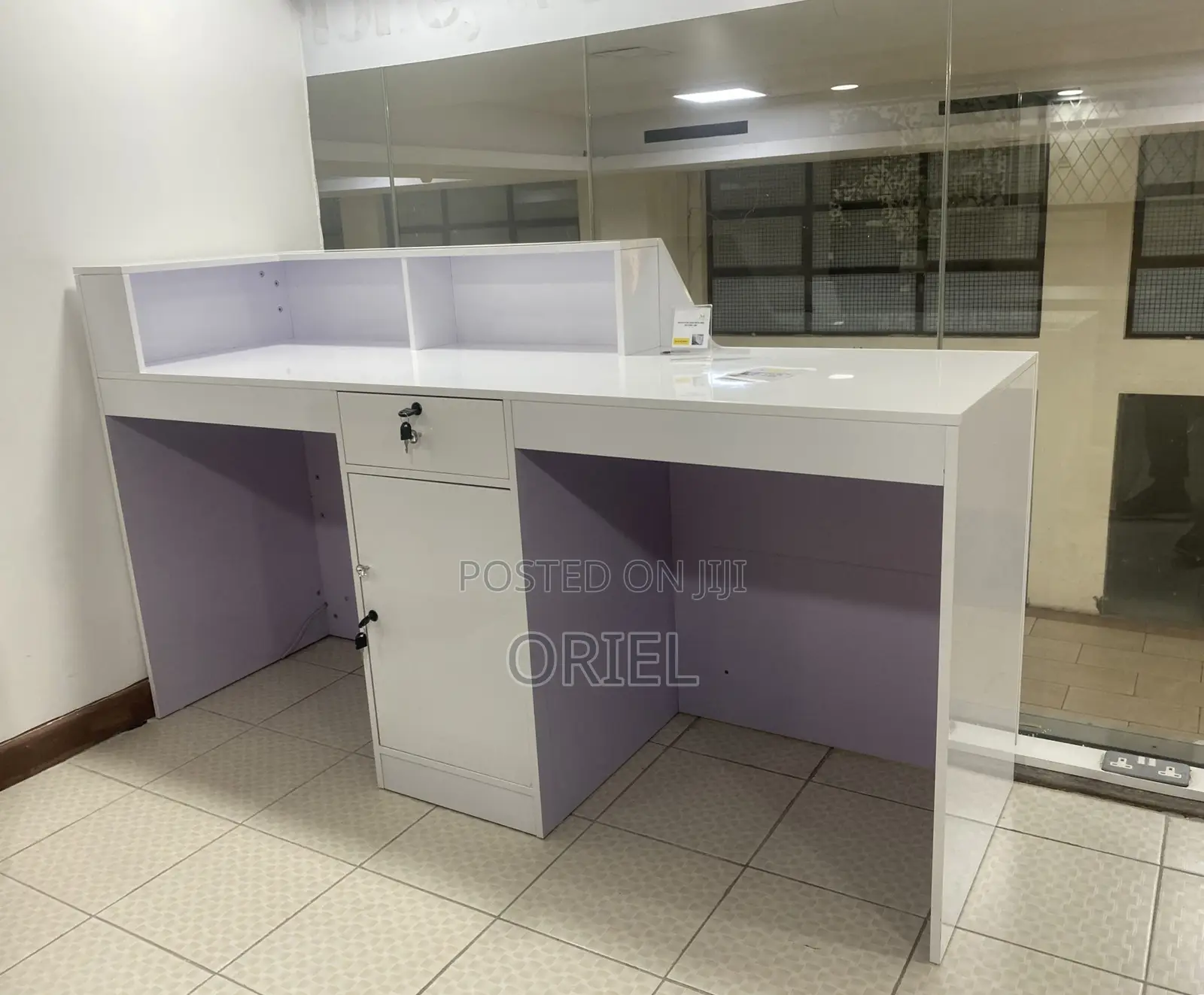 160CM White Office Reception Desk : Reception Counter Desk for Office