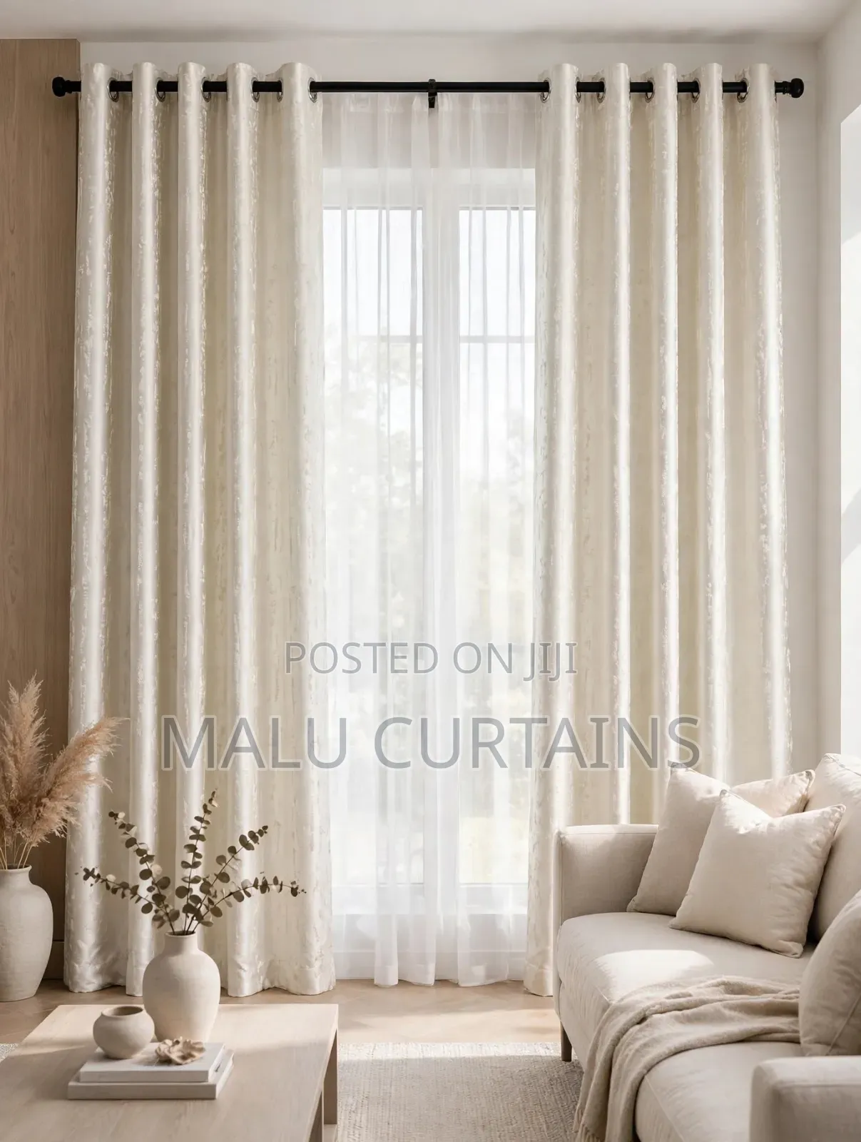 Cream Shimmer Curtain 1300/M All Included
