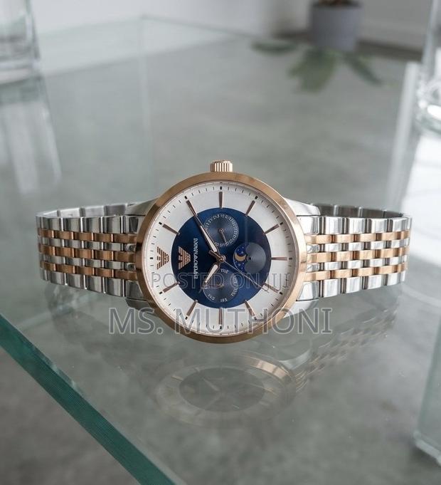 Emporio Armani Renato Chronograph Blue Dial Two-Tone Watch
