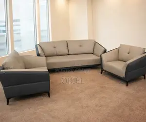 Office Sofa : Premium Leather Office Reception Sofa Set