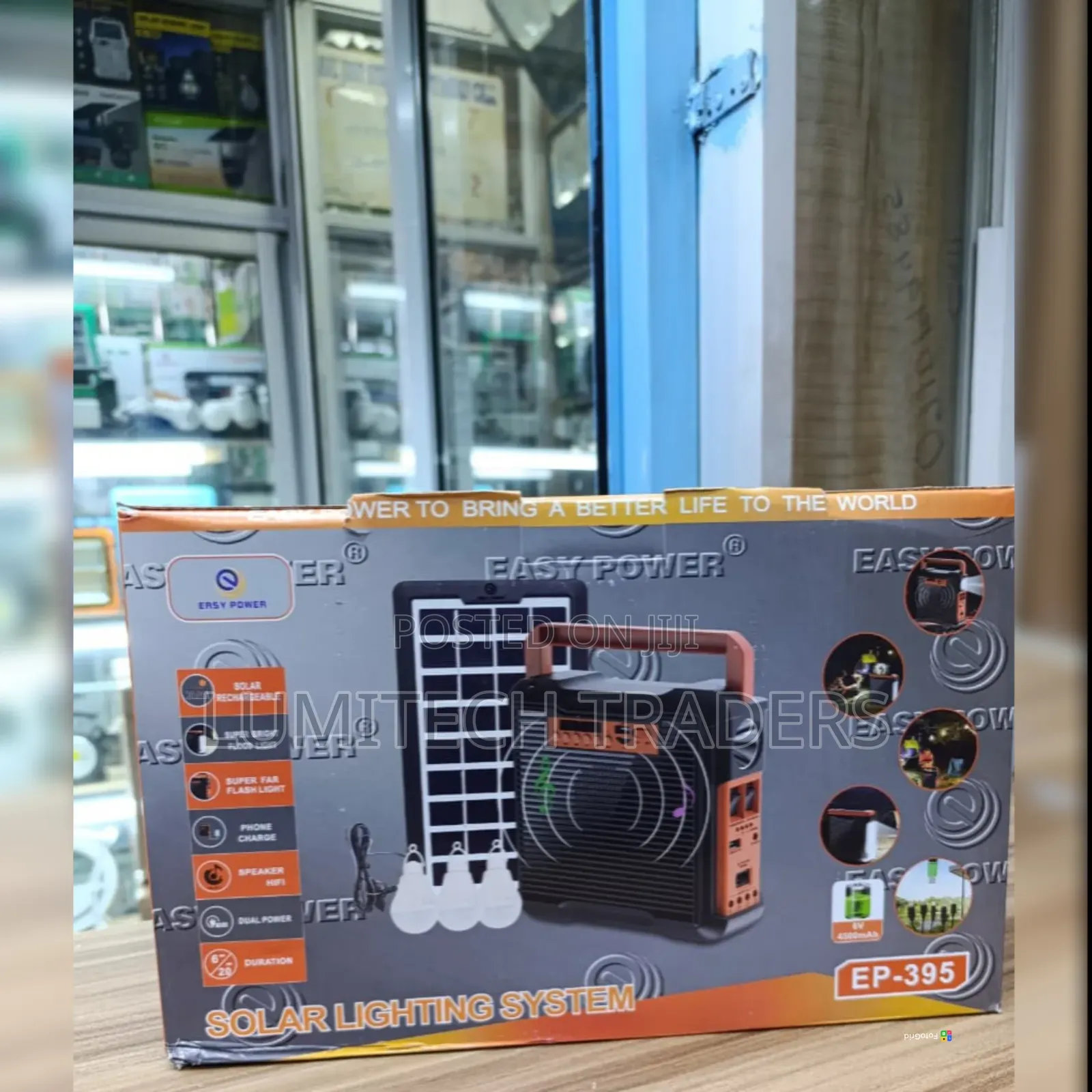 *EP-395 Solar System With 3 Bulbs,Radio,BT Speaker,Solar Panel