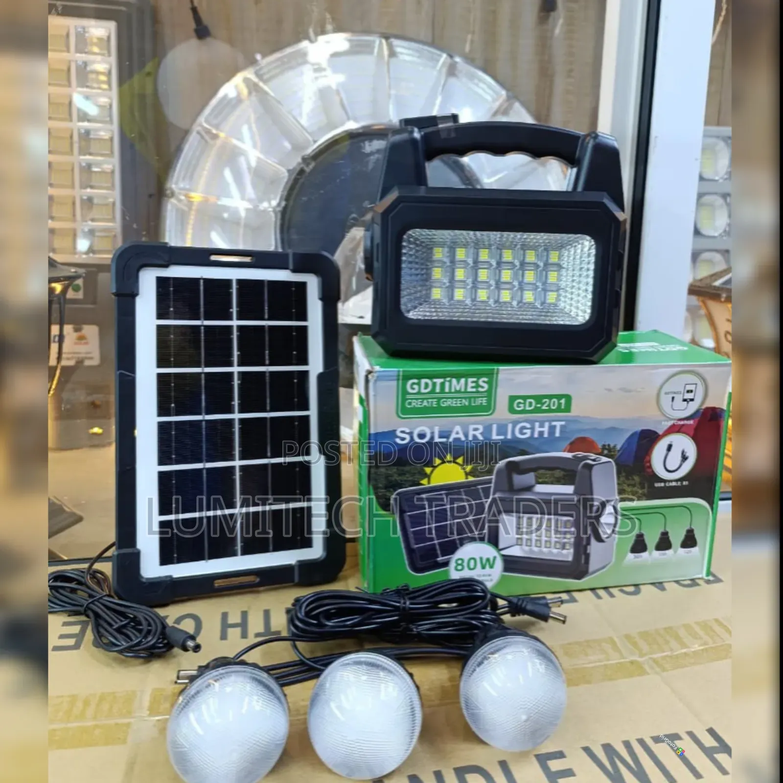 JS-201 Solar Lighting System Kit With 3Led Bulbs