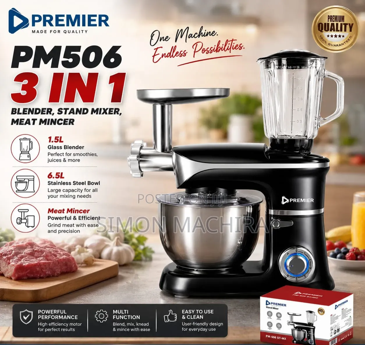 3 in 1 Premier Mixer With Blender and Meat Mincer