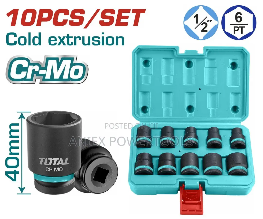 Total THISTD12101 10PCS 1/2 Impact Socket Set