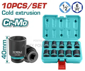 Total THISTD12101 10PCS 1/2 Impact Socket Set
