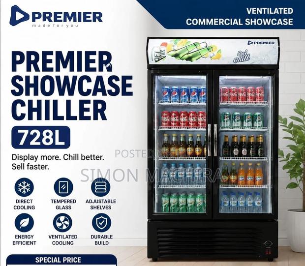 Premier 728L Side by Side Display Fridge