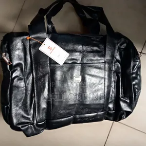 Unisex Black Shiny Leather Travel Bag