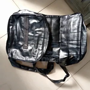 Unisex Black Shiny Leather Travel Bag