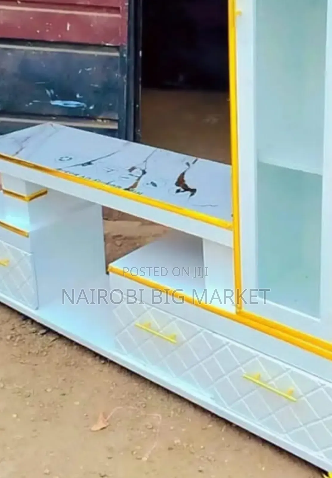 Executive White Extended TV Stand