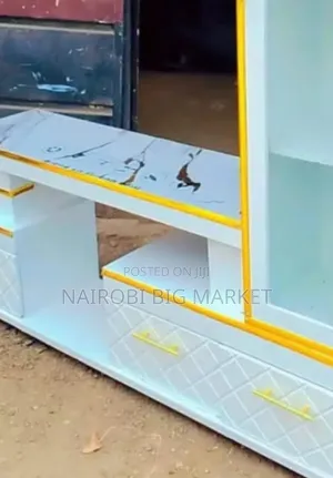 Executive White Extended TV Stand