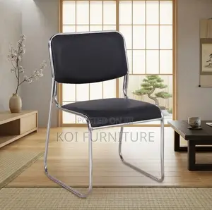 Office Chairs; Leather Reception Area Armless Chrome Office Chairs