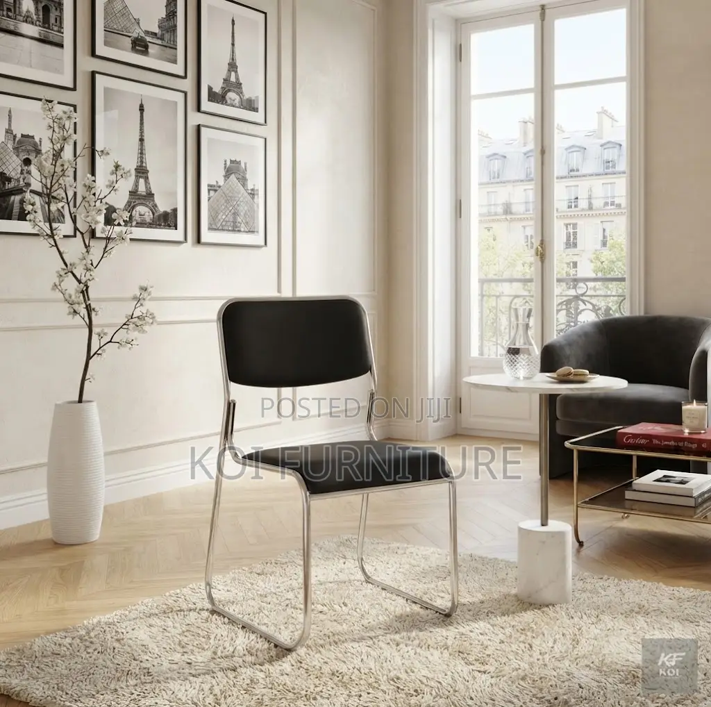 Office Chairs; Leather Reception Area Armless Chrome Office Chairs