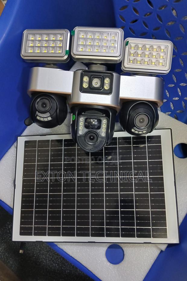 Solar Powered 4g Triple Lens Outoor PTZ Camera With 3 Lenses