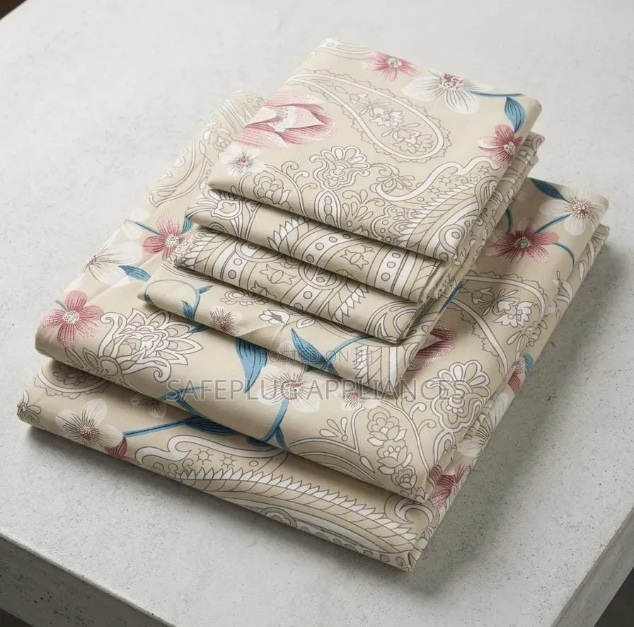 Premium 125GSM Cotton Flat Bedsheets – 6Pc Set With 4 Pillowcases