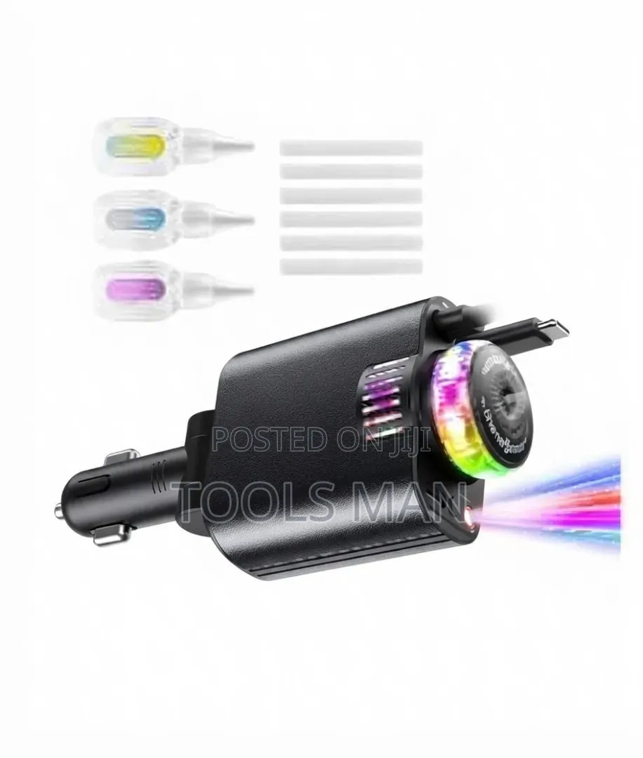 RGB LED Aromatherapy Car Charger With Retractable Cable.