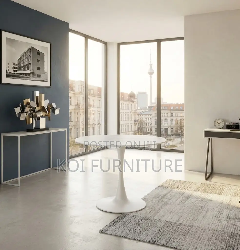 Coffee Table; Round Modern White Meeting Coffee Tables