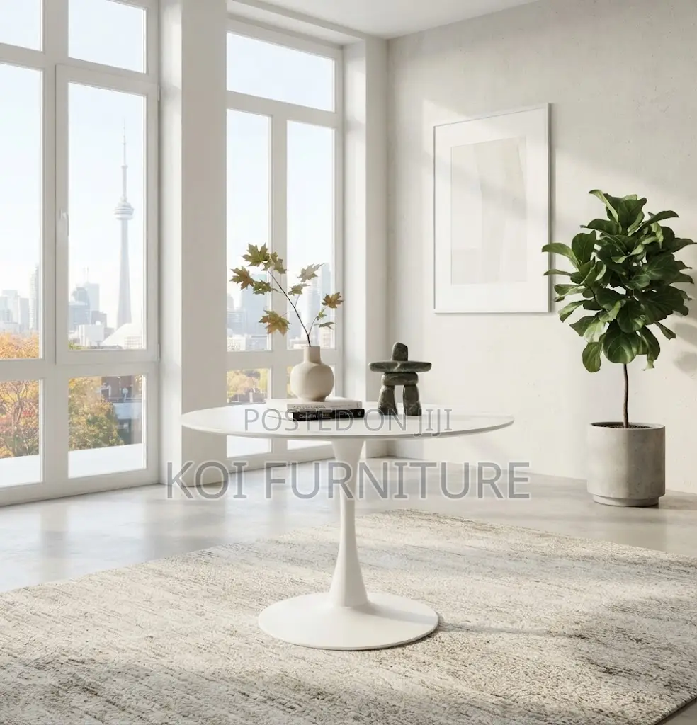Coffee Table; Round Modern White Meeting Coffee Tables