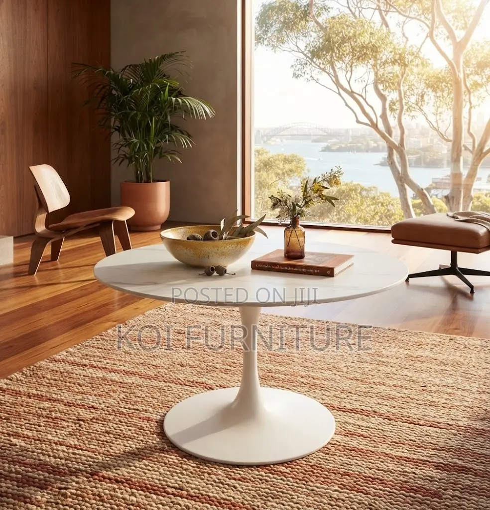Coffee Table; Round Modern White Meeting Coffee Tables