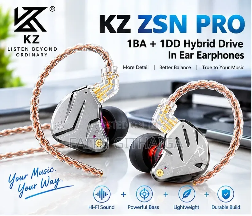 KZ ZSN PRO in Ear Earphone 1BA 1DD Hybrid Drive HIFI Sport
