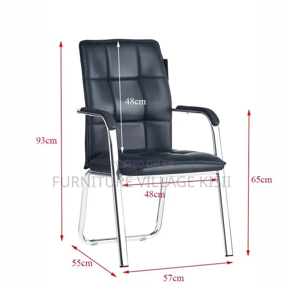 Office Chair;BlackLeather Vistors Waiting Chair.