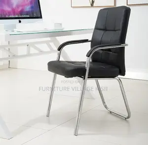 Office Chair;BlackLeather Vistors Waiting Chair.