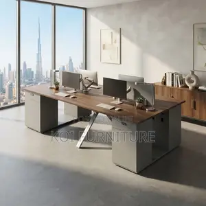 Office Workstation; Four Users Modern Imported Workstation Desks