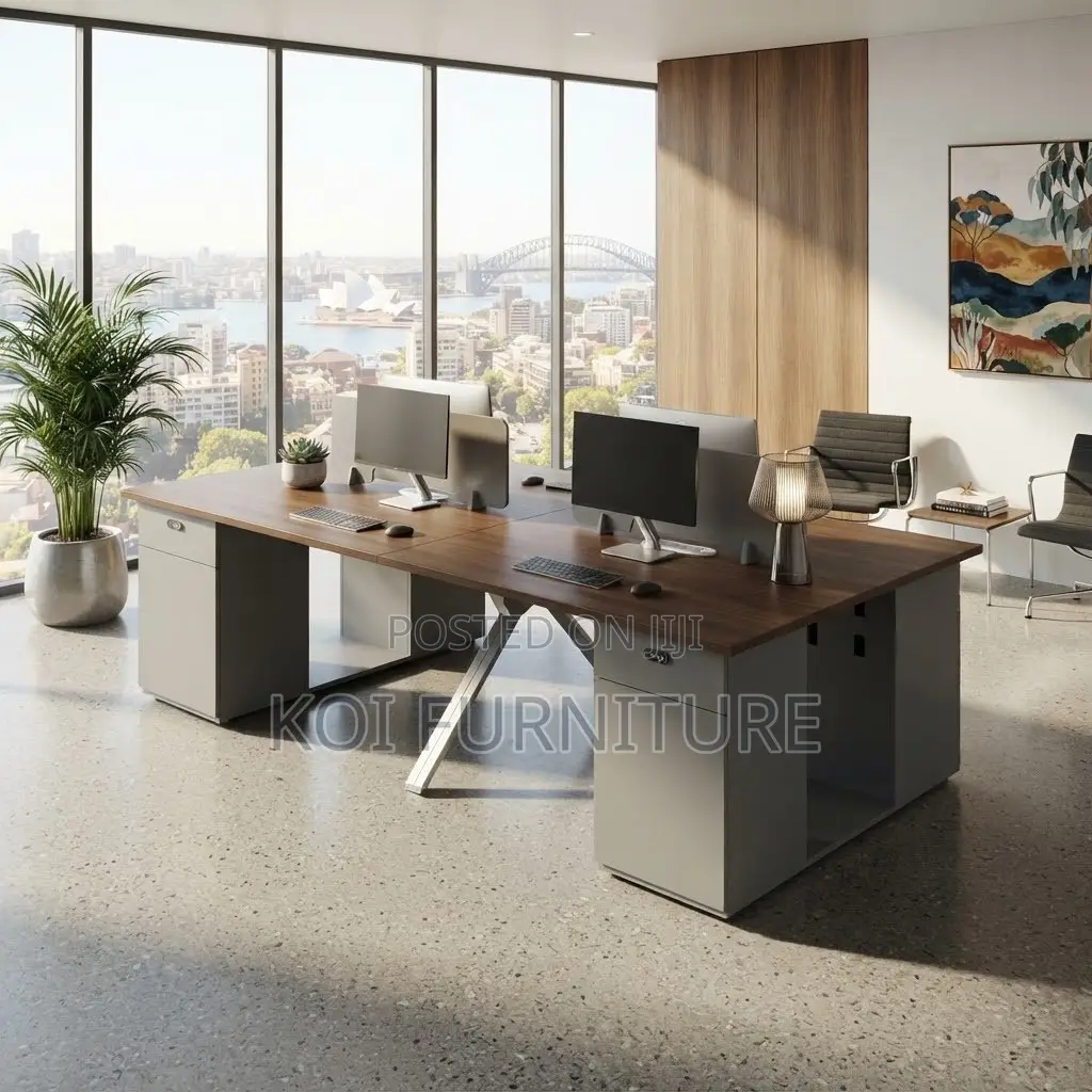 Office Workstation; Four Users Modern Imported Workstation Desks