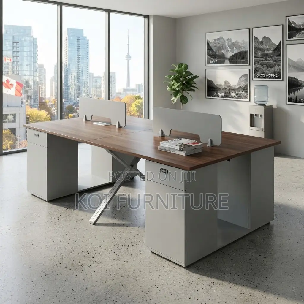 Office Workstation; Four Users Modern Imported Workstation Desks