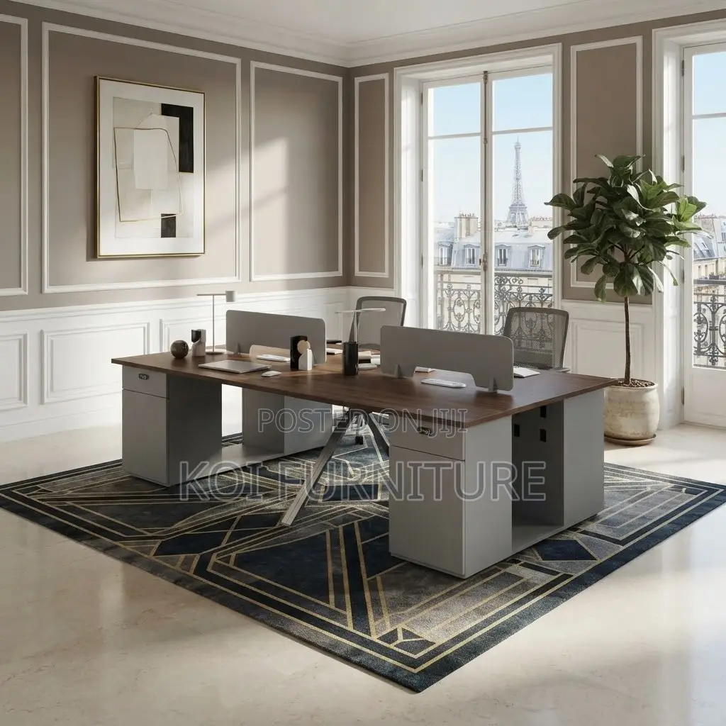 Office Workstation; Four Users Modern Imported Workstation Desks