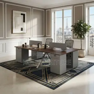 Office Workstation; Four Users Modern Imported Workstation Desks