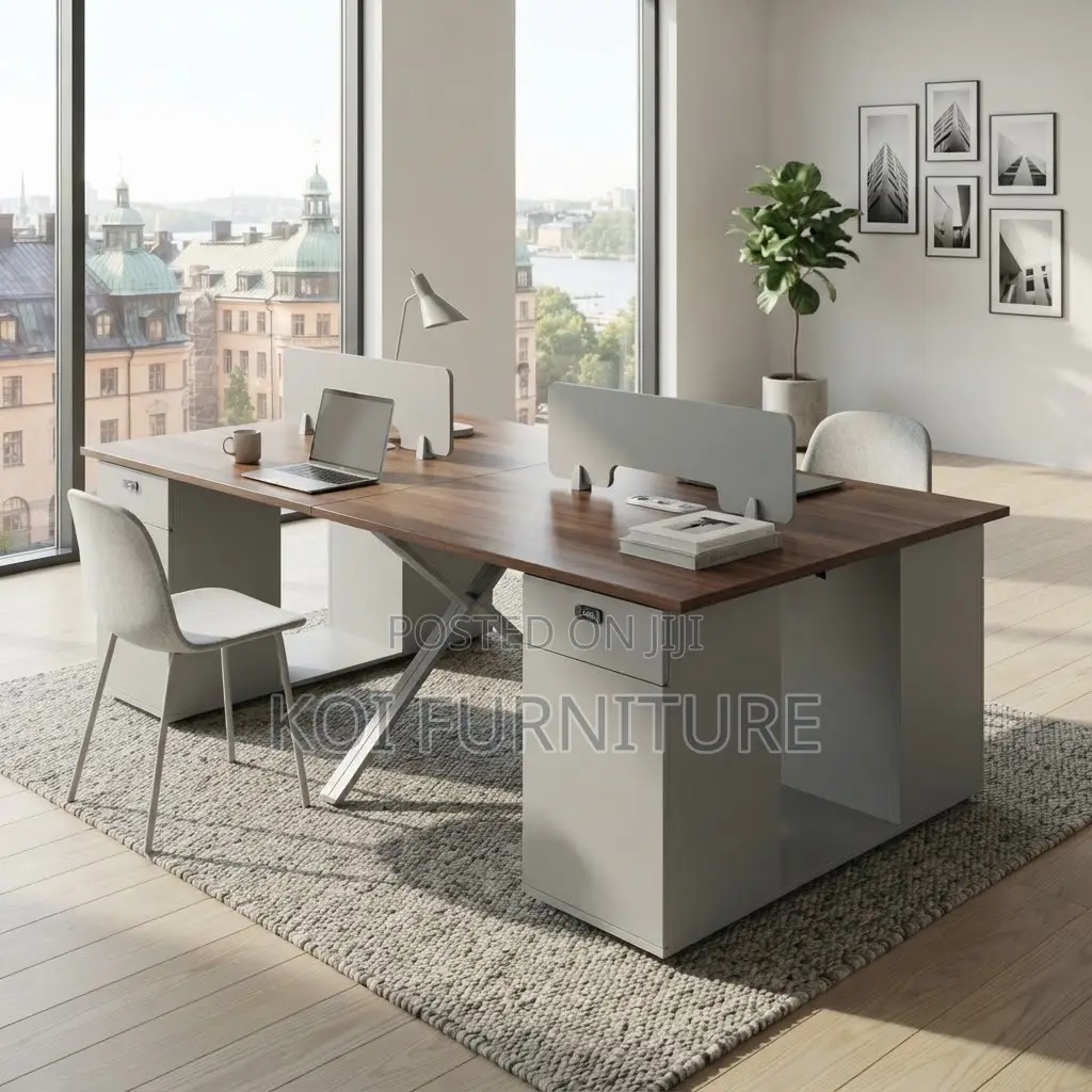 Office Workstation; Four Users Modern Imported Workstation Desks