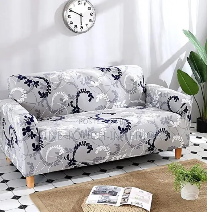 Printed Sofa Covers- White 3 Seater Sofa Covers