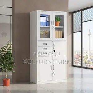 Office Cabinet; Two Doors Grey Documents Cabinet With Inside Safe