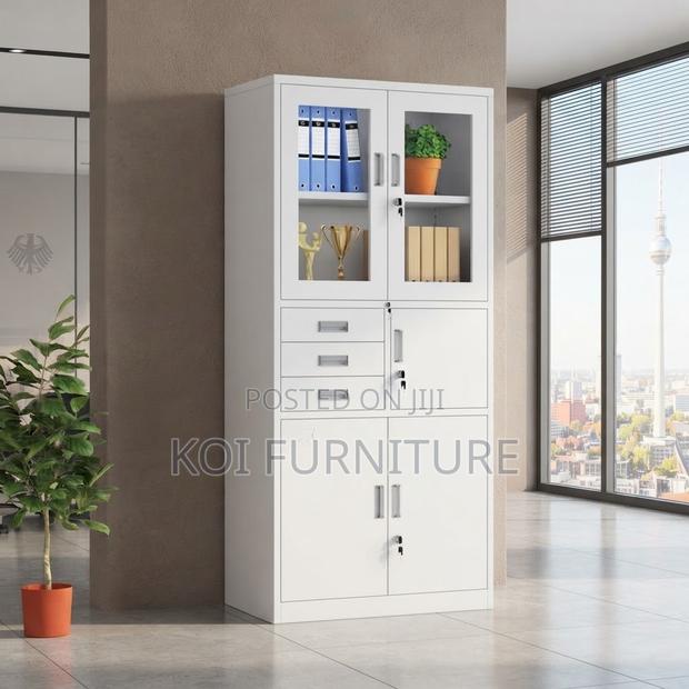 Office Cabinet; Two Doors Grey Documents Cabinet With Inside Safe - thumbnail 2