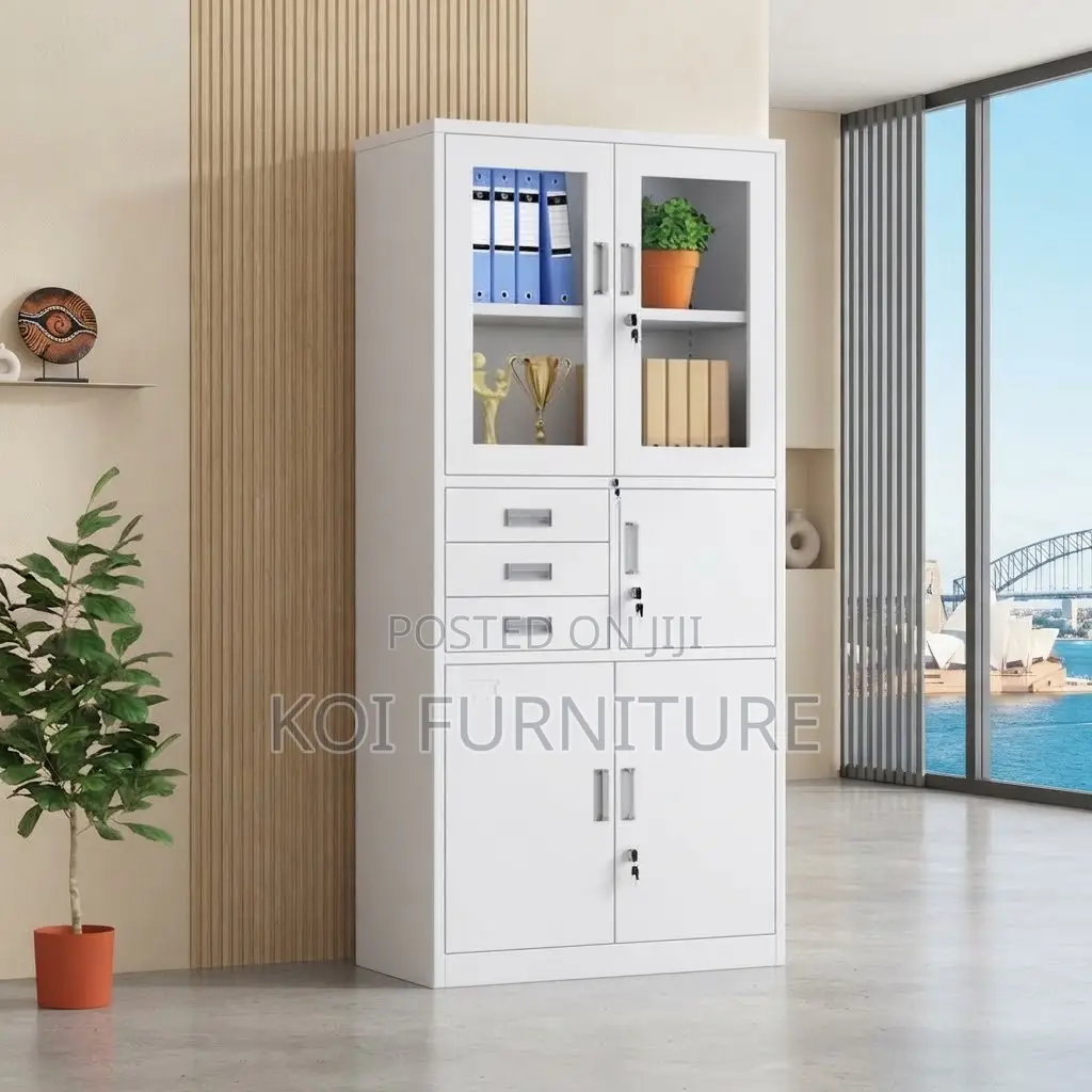 Office Cabinet; Two Doors Grey Documents Cabinet With Inside Safe