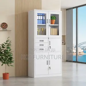 Office Cabinet; Two Doors Grey Documents Cabinet With Inside Safe