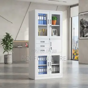Office Cabinet; Two Doors Grey Documents Cabinet With Inside Safe