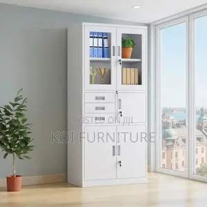 Office Cabinet; Two Doors Grey Documents Cabinet With Inside Safe