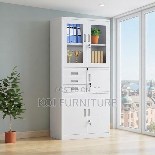 Office Cabinet; Two Doors Grey Documents Cabinet With Inside Safe - thumbnail 5