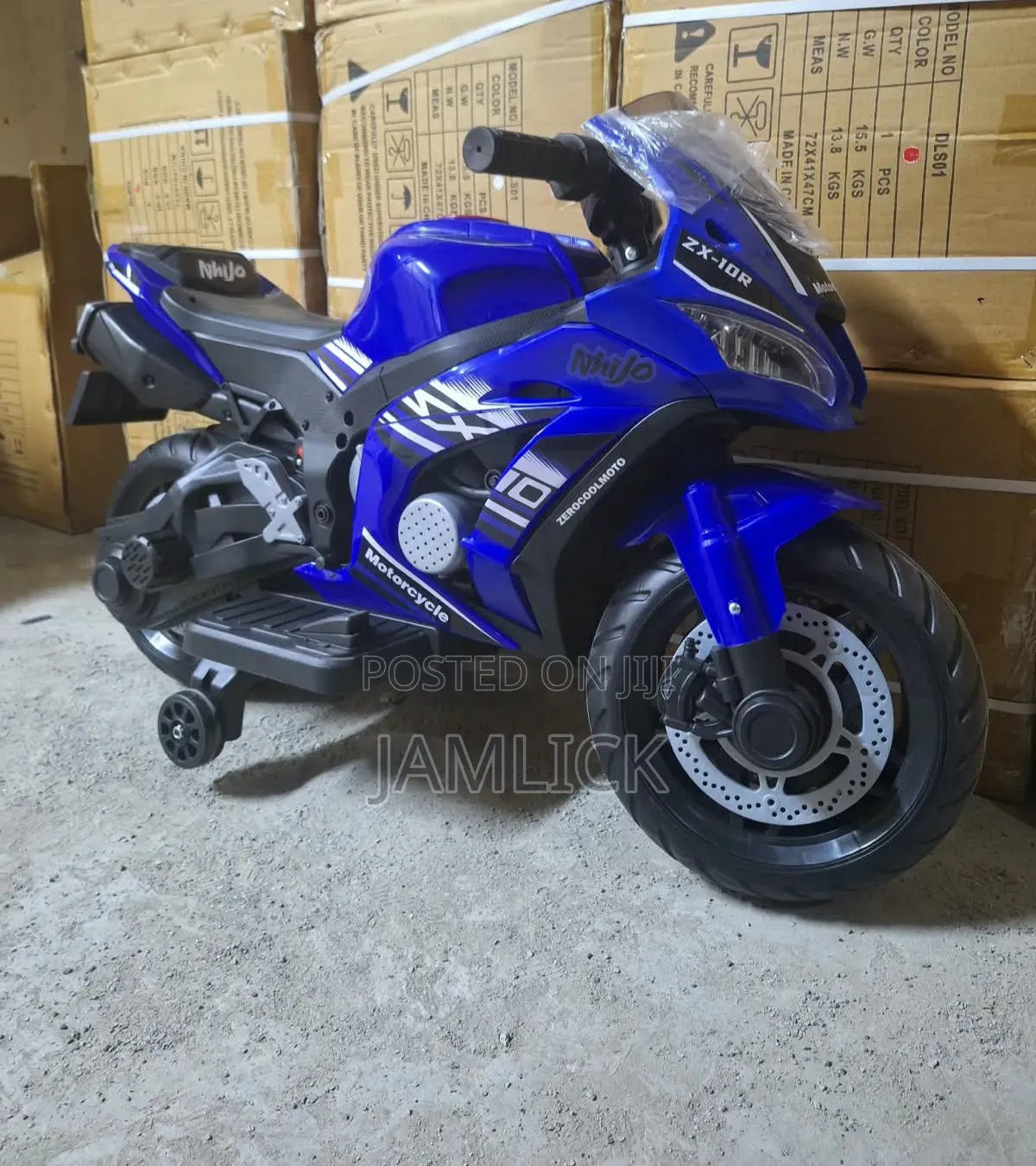 Blue Kids Electric Motorbike With Rubber Wheels – 12V - Gn