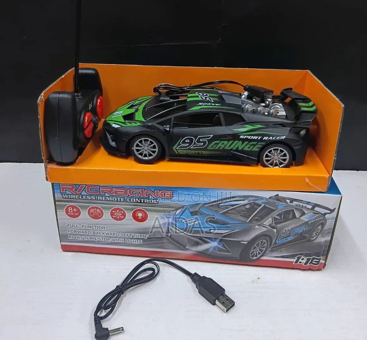 Rechargeable Remote Controlled Toy Car in Green, Orange and Blue